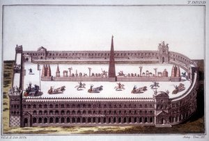 Ett stridsvagnslopp på Cirque Maxime (Circo Massimo). av Unknown artist