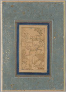 En kvinna förväxlar en ko med dödens ängel, från ett ljus från Canopus (Anwar-i Suhaili) från Kashifi (iransk, d. 1504) av Unknown artist