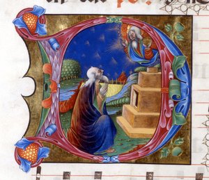 Abraham uppmanas av Herren att lämna sitt land. Miniatyr från en 1400-talskör ("civitatis" av Saint Augustine). av Unknown artist