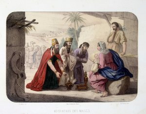 Tillbedjan av Magi (offer till Kristus, Jungfru Maria och Josef) av Unknown artist