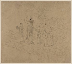 Album med daoistiska och buddhistiska teman: Procession of Daoist Deities: Leaf 10 av Unknown artist