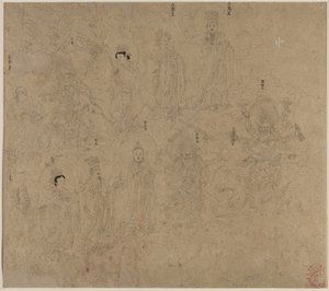 Album med daoistiska och buddhistiska teman: Procession of Daoist Deities: Leaf 21 av Unknown artist