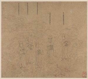 Album med daoistiska och buddhistiska teman: Procession of Daoist Deities: Leaf 22 av Unknown artist