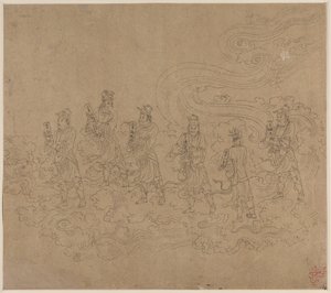 Album med daoistiska och buddhistiska teman: Procession of Daoist Deities: Leaf 23 av Unknown artist
