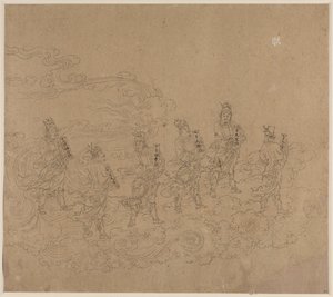 Album med daoistiska och buddhistiska teman: Procession of Daoist Deities: Leaf 24 av Unknown artist