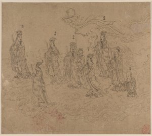 Album med daoistiska och buddhistiska teman: Procession of Daoist Deities: Leaf 26 av Unknown artist