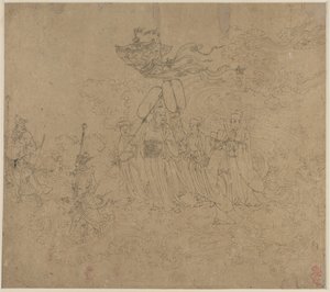 Album med daoistiska och buddhistiska teman: Procession of Daoist Deities: Leaf 6 av Unknown artist