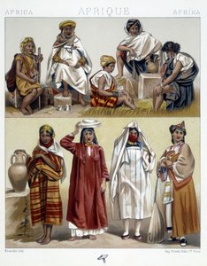 Algeriet och Tunisien, populära kostymer - i "" Le costume historique"" av Racinet av Unknown artist