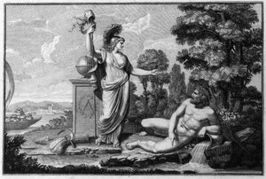 Allegori över den cisalpina republiken (Cisalpina) skapad av Napoleon Bonaparte den 27/06/1797 efter fransk modell i Italien, som blev Italienska republiken 1802. Den franska republikens symboler är representerade. Gravyr Museo del risorgimento, Milano. av Unknown artist