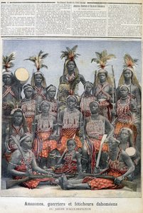 Amazoner, krigare och Dahomean fetischer (från dagens Benin), från acklimatiseringens trädgård - i "" Le Petite Journal"" av 1891-02-28 av Unknown artist