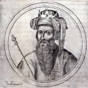 Amedee VIII (1383-1451), greve då hertig av Savoyen, sista motpåve under namnet Felix V. Gravyr i "" Genealogical History of the Royal House of Savoye" av Samuel Guichenou, Lyon 1660. av Unknown artist