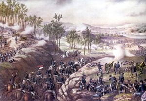 Amerikanska inbördeskriget (1861 - 1865): Slaget vid Resaca (Georgien) 13-15 maj 1864. Gravyr från 1800-talet. av Unknown artist