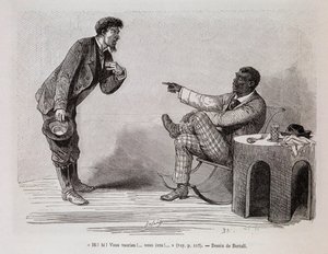 Amerikansk svart hånar en full vit - i "" Le tour du monde", 2:a terminen 1876 av Unknown artist