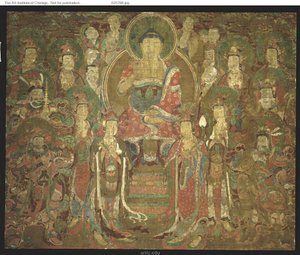 Amitabha Buddha med församling 아미타불회도 av Unknown artist
