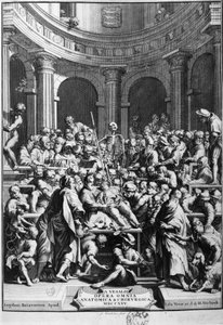 André Vésale (1514-1564), grundare av modern anatomi, lärare i anatomi och kirurgi (på latin: Andrea Vesalius, på holländska: Andries Van Wesel). av Unknown artist