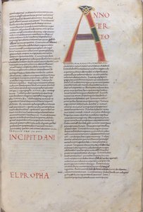 Anno tertio: Incipit Daniel Propha.incipit av profeten Daniels bok, 1000-talet (miniatyr, membranhandskrift) av Unknown artist