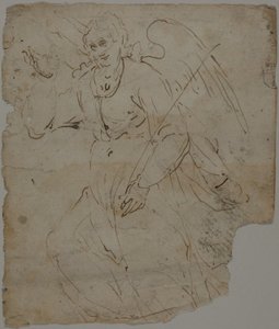 Annunciate Angel (recto); Skisser av sittande figur, samt övre delen och höger hand av Annunciate Angel (verso) av Unknown artist