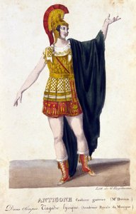 Antigone krigare kostym. 1700-talsgravyr. av Unknown artist