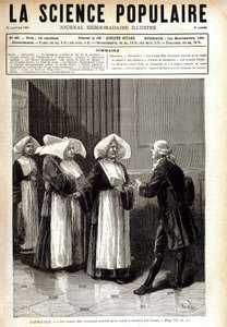 Antoine Augustin Parmentier (1737 - 1813), apotekare känd för att ha spridit potatisodling i Frankrike, talade med nunnor. i "" La science populaire"" 1881-01-20. av Unknown artist