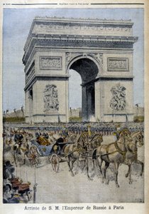 Den ryske kejsaren Nicholas II:s ankomst till Paris - i "" Le Petite Journal"" av 1896-10-11 av Unknown artist