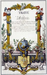 Artillery Treaty - frontispice av "Artillery Treaty", av François Lingier, Strasbourg av Unknown artist