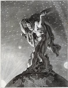 Atlas som stöder himlen. av Unknown artist