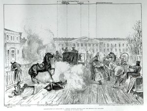 Attack på tsar Alexander II (1818 - 1881) 1881. av Unknown artist