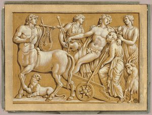 Bacchus i sin vagn med ledsagare av Unknown artist