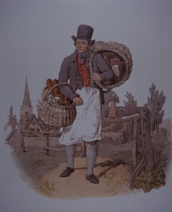 Bagare levererar bröd, tidigt 1800-tal (färg litho) av Unknown artist