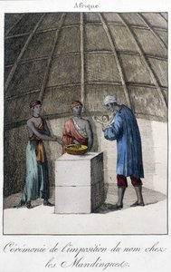 Dop i Mandingues (Mali?) i Afrika - gravyr av Unknown artist