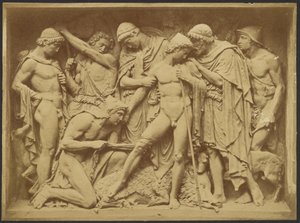 [Basrelief av män och död vildsvin] av Unknown artist