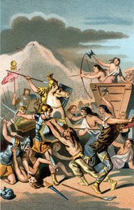 Slaget vid Aix: Invasion av Cimbres och germaner från 110 till 102 f.Kr. Teutonerna besegrades av Caius Marius, den vise, romerske konsuln. av Unknown artist