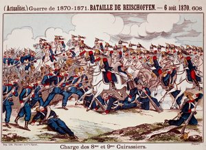 Slaget vid Worth, den 6 augusti 1870 i inledningen av det fransk-preussiska kriget (gravyr) av Unknown artist