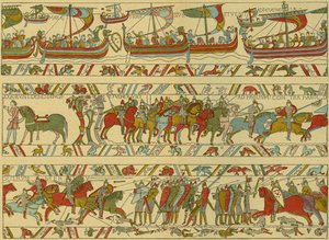 Bayeux gobeläng. Norman attack av Unknown artist