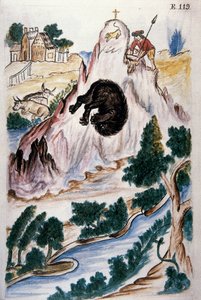 Björnjakt, från boken "Trujillo of Peru" eller "Codex Martinez Companion", av Balthazar Martinez Companion och Bujanda, biskop av Trujillo (1782-1785) av Unknown artist