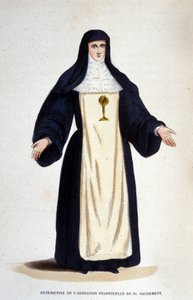 Benedictine av den eviga tillbedjan av det heliga sakramentet, en orden grundad av Catherine de Bar i Paris 1654. av Unknown artist
