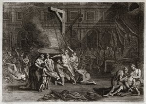 Bibeln från Royaumont, Gamla testamentet: Machabéernas martyrskap. De sju bröderna makkabéerna är martyrer snarare än att förråda sin egen tro. Illustration från 1811. av Unknown artist