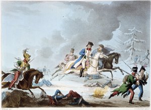 Bonaparte i slaget vid Krasnoi - i "" Napoleonkrigen"" av Sutherland, Dubourg, London av Unknown artist