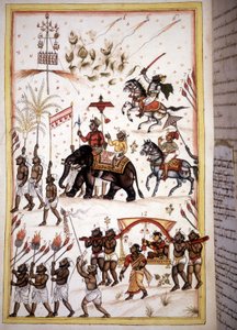 Bröllopståg av makar av hög social klass - Sida från manuskriptet (ms.8300) "Mogols historia"" (Moghul eller Moghol) av Stefano Nivibus Cardeira. 1700-talet. Bibloteca marciana, Venedig av Unknown artist