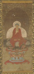 Buddha tronade på en matta av Kusa-gräs av Unknown artist