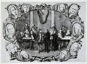 Café Procope i Paris på 1700-talet med Buffon, Gilbert, Diderot, D