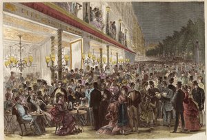 Café på Grands Boulevards en sommarkväll 1869 - Paris - Café på Grands Boulevards en sommarkväll - 1869 av Unknown artist