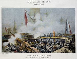 Kampanj (expedition) i Egypten (1798-1801): slaget vid Aboukir - i "" Napoleons sjöstrider"" av Unknown artist