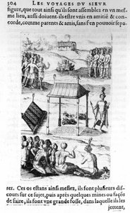 Kanada: infödda - i "Les voyages de la Nouvelle France Occidental, Dicte Canada, gjorda av St Champlain Xaintongeois... från år 1603 till år 1629... Samuel Champlain (1570-1635), red. Pierre Le Mur, Paris av Unknown artist