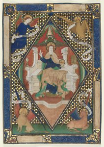 Kanonsida från ett missal: Kristus i majestät med evangelister av Unknown artist