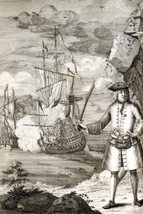 Kapten Henry Avery tar ett av den store mogulens fartyg av Unknown artist