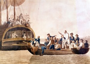 Kapten William Bligh (1754 - 1817) från Bounty övergiven av sin besättning. av Unknown artist
