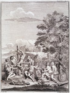 Fångar offrade av antis, i Peru - i "Historisk resa i Sydamerika gjort på order av kungen av Spanien"" av Don Georges Juan & Don Antoine de Ulloa, T.II, ed. Jombert, King