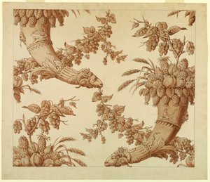 Tecknad för Silk Damask: Cornucopias with Rams