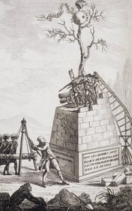 Anklagelse mot Necker - Frontispice i "" Tillägg till Mr. Neckers privatliv och verkliga ministerium, generaldirektör för finans"" av en medborgare, red. Pellet, Genève av Unknown artist
